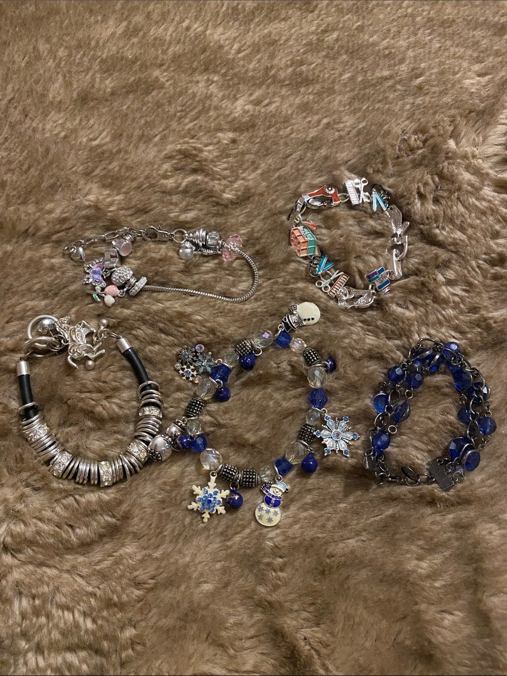 Blue Snowflake Charm Bracelet - Women Jewelry